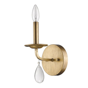 Light Gold Wall Sconce with Crystal Accent