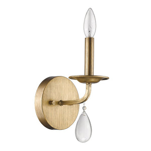 Light Gold Wall Sconce with Crystal Accent