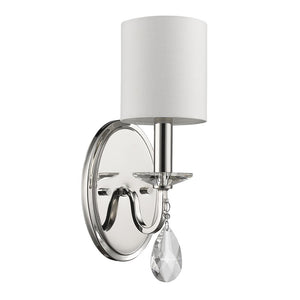 Silver Three Light Wall Sconce with White Fabric Shade