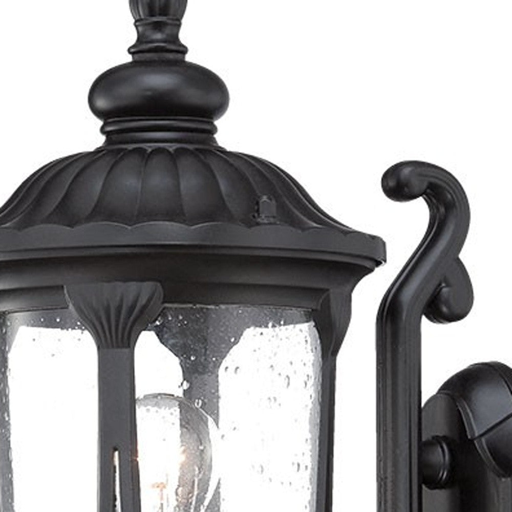 Matte Black Cast Aluminum Glass Lantern Wall Light