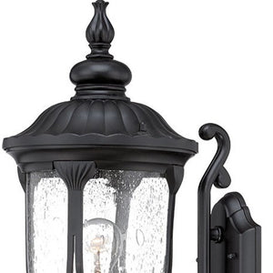 XL Matte Black Cast Aluminum Glass Lantern Wall Light