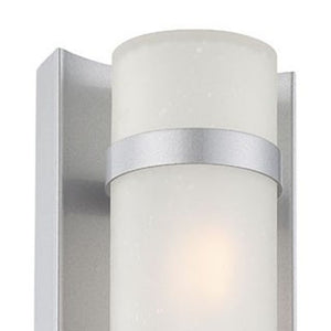 Two Light Brushed Silver and White Glass Wall Sconce