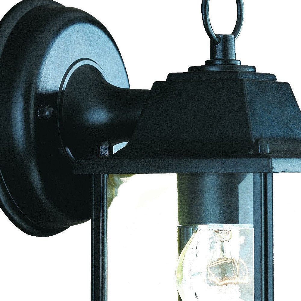 Matte Black Hanging Glass Lantern Wall Light