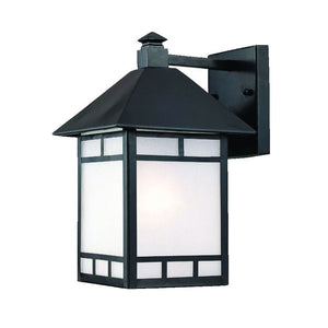 XL Matte Black Frosted Glass Lantern Wall Light
