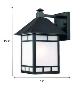 XL Matte Black Frosted Glass Lantern Wall Light