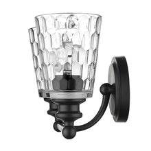 Black Metal and Pebbled Glass Two Light Wall Light