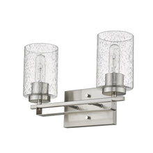 Silver Metal and Textured Glass Two Light Wall Sconce