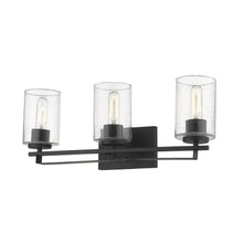 Black Metal and Textured Glass Three Light Wall Sconce