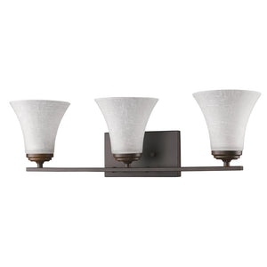 Three Light Bronze Wall Light with Tapered Glass Shade