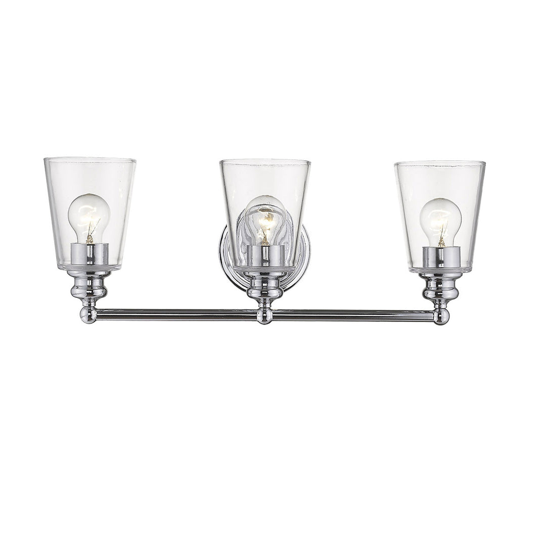 Three Light Silver Glass Shade Wall Sconce