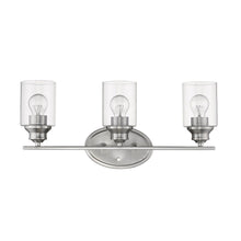 Three Light Silver Wall Light with Clear Glass Shade