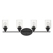 Four Light Matte Black Wall Light with Clear Glass Shade