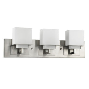 Rampart 3-Light Satin Nickel Vanity Light With Etched Glass Shades