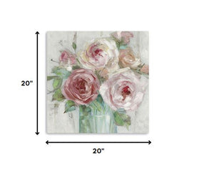 20" x 20" Watercolor Soft Pastel Peonies Bouquet Canvas Wall Art - Buy JJ's Stuff