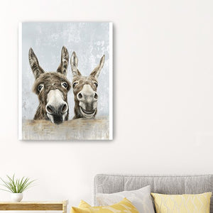 Cute Donkeys Canvas Unframed Print Wall Art