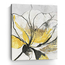 20" Modern Yellow and Black Flower Canvas Wall Art