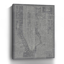 24" x 16" Gray and White Aerial New York Map Canvas Wall Art - Buy JJ's Stuff