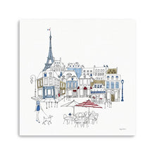 French Caf With Red And Blue Accents Unframed Print Wall Art
