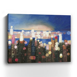 20" x 16" Watercolor City Lights on the Horizon Canvas Wall Art - Buy JJ's Stuff