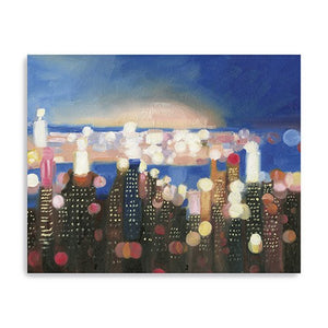 20" x 16" Watercolor City Lights on the Horizon Canvas Wall Art - Buy JJ's Stuff