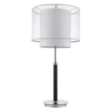 32" Silver Metal Column Table Lamp With White Drum Shade