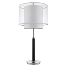 32" Silver Metal Column Table Lamp With White Drum Shade