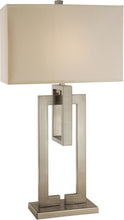 36" Silver Metal Table Lamp With Cream Rectangular Shade