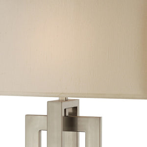 36" Silver Metal Table Lamp With Cream Rectangular Shade