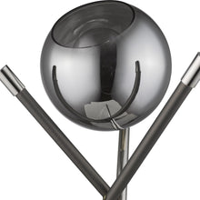 18" Silver Metal Globe Table Lamp With Black Globe Shade