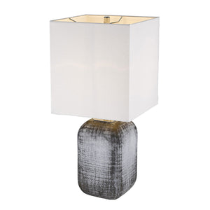 25" Gray Ceramic Table Lamp With White Square Shade
