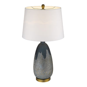 30" Brass Metal Table Lamp With White Empire Shade