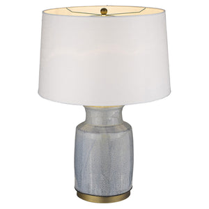 27" Brass Metal Table Lamp With White Empire Shade