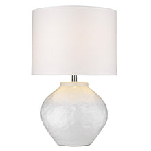 26" White Ceramic Column Table Lamp With White Drum Shade