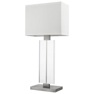 31" Silver Metal Table Lamp With White Rectangular Shade