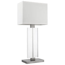 31" Silver Metal Table Lamp With White Rectangular Shade