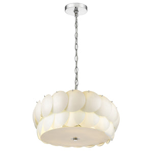 Selene 6-Light Polished Chrome Pendant With Overlapping Frosted White Glass Discs Shade