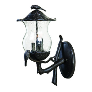 Avian 3-Light Black Coral Wall Light With Seeded Glass