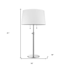 31" Silver Metal Two Light Adjustable Table Lamp With White Empire Shade