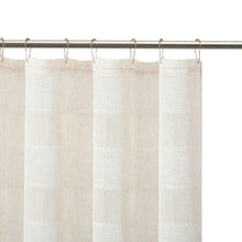 Cream Striped Embroidered Shower Curtain