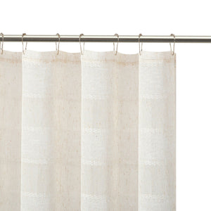 Cream Striped Embroidered Shower Curtain