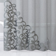 Silver Contemporary Velvet Scroll Shower Curtain