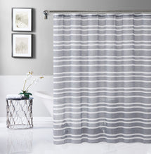 Silvery Gray and White Striped Shower Curtain