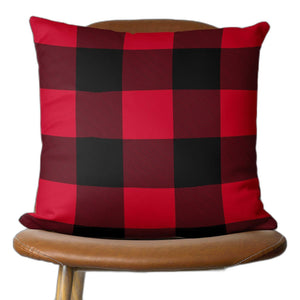 Red and Black Buffalo Plaid Throw Pillow