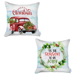 Set of 2 Merry Christmas Tis the Season Thow Pillows