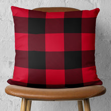 Red and Black Buffalo Plaid Throw Pillow Cover