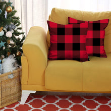Set of 2 Red and Black Buffalo Plaid Throw Pillow Cover