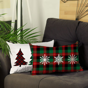 Set of 2 Christmas Plaid Lumbar Decorative Pillow Covers