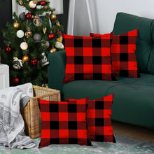 Set of 4 Red and Black Buffalo Plaid Throw Pillow Cover