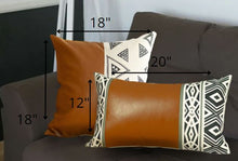 Set of 2 Brown Boho Faux Leather Throw Pillows