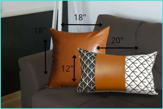 Set of 2 Rustic Brown Geometric Throw Pillows